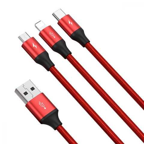 Кабель 3in1 без упаковки червоний