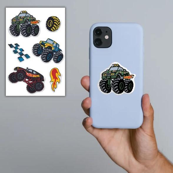3D стікери "Monster-truck Fire"  Набір 6 стікерів