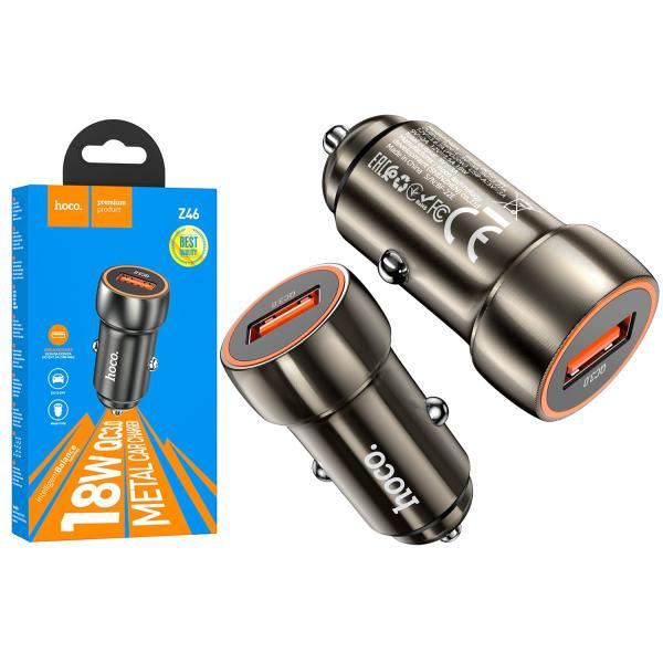 Автомобільний зарядний пристрій HOCO  Z46  (1USB/18W) (Графіт)