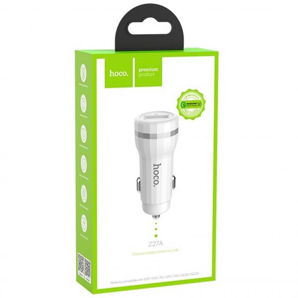 АЗП Hoco Z27A Staunch 2USB/2,4A+Lightning White (Білий)