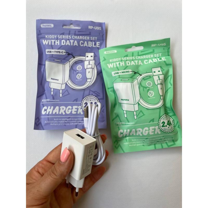ЗП REMAX (5V 2.4A 1USB) RP-U95 with cable Type-c