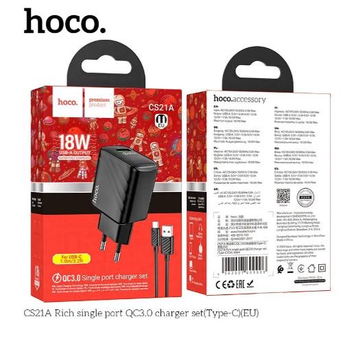 Hoco CS21A Rich QC3.0 charger set (Type-C)(Чорний)