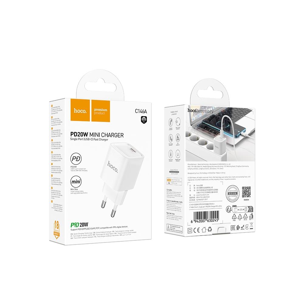 Зарядний пристрій Hoco C146A Charm single port PD20W білий