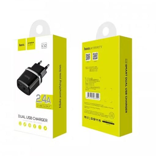СЗУ HOCO C12 Smart 2USB/2,4A Black