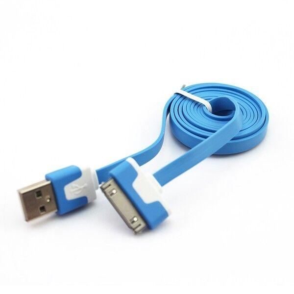 Кабель для Iphone 4 / Ipad 2/3/4 блакитний плаский