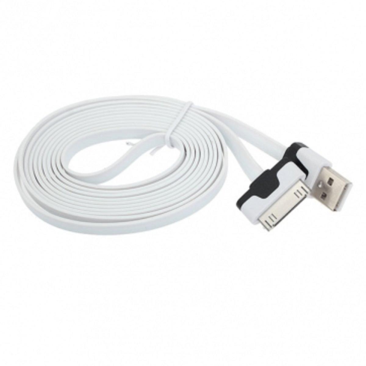 Кабель для Iphone 4 / Ipad 2/3/4 білий плаский