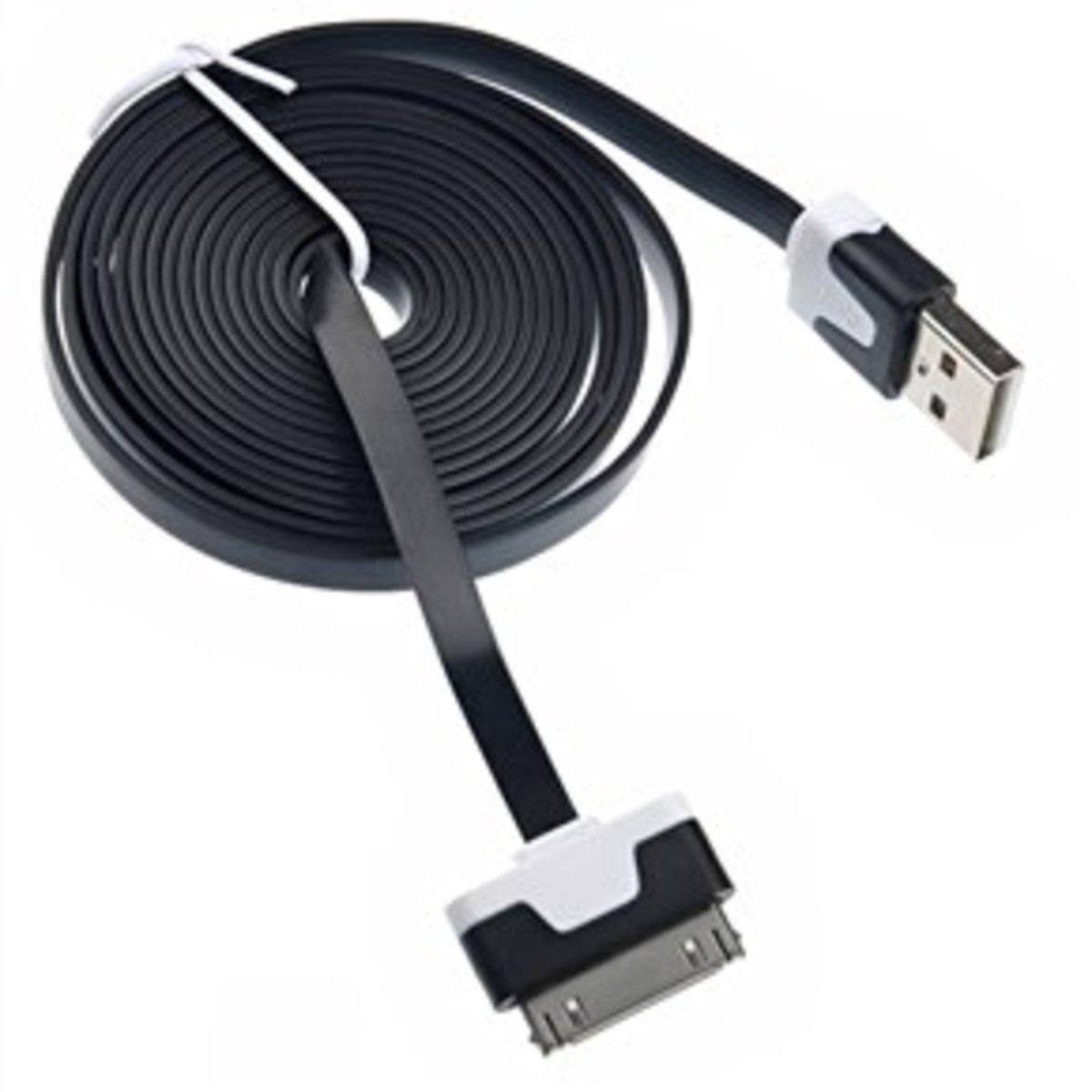 Кабель для Iphone 4 / Ipad 2/3/4 чорний плаский