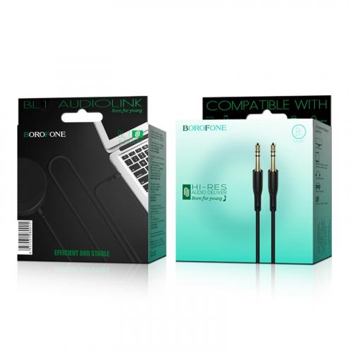 AUX-Кабель BOROFONE BL1 Audiolink 3.5mm 1m black