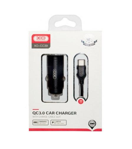 АЗП XO CC39 single USB QC3.0 18W 3A (Type-C) Black