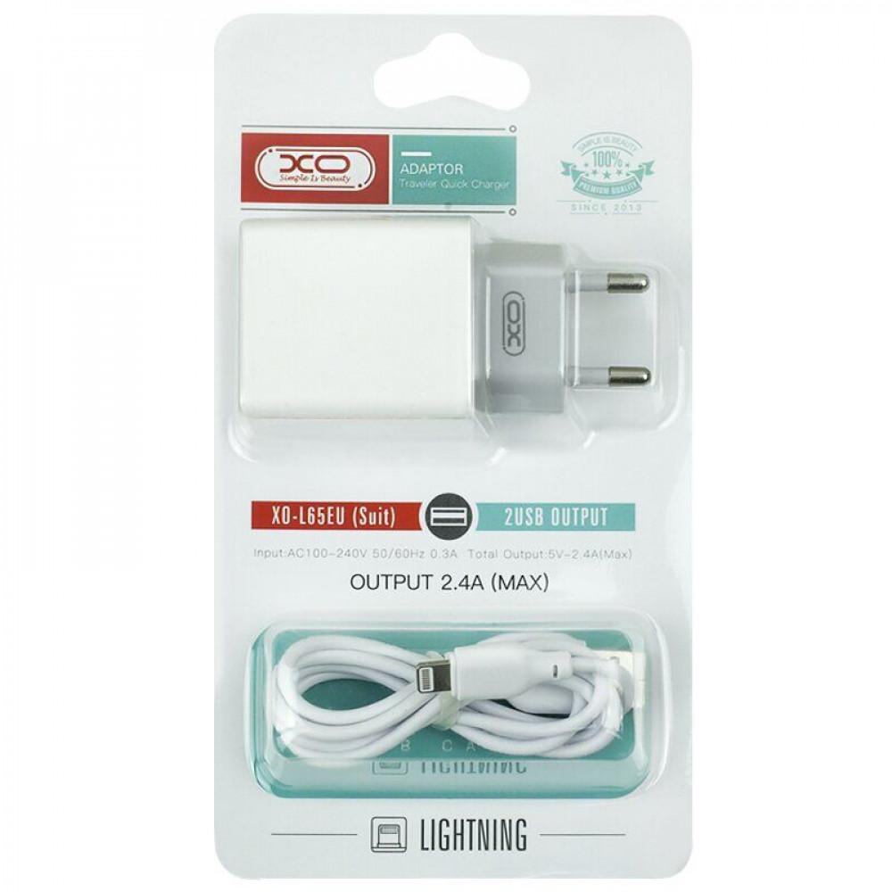 XO L65 Lightning 2USB 2.4A White