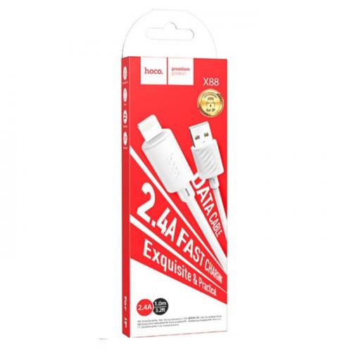 Зарядний шнур Hoco X88 Gratified charging data cable для Lightning 2,4A 1m White