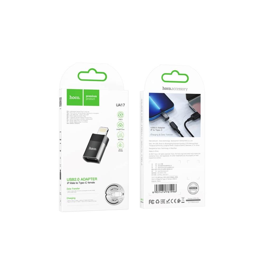 Перехідник Hoco UA17 LIGHTNING to TYPE-C  converter Black