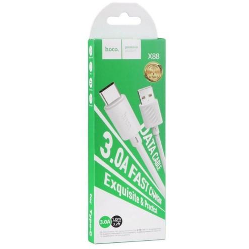 Зарядний шнур Hoco X88 Gratified charging data cable для Type-C 3A 1m  White