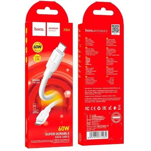 Кабель HOCO X84 60W Type-C to Type-C 1m (white)