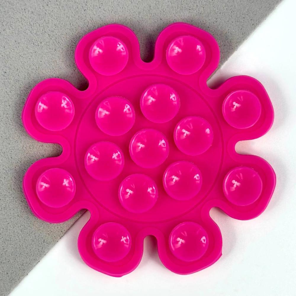 Тримач-присоска для мобільного телефону Double Side Silicone FLOWER (Малинова)