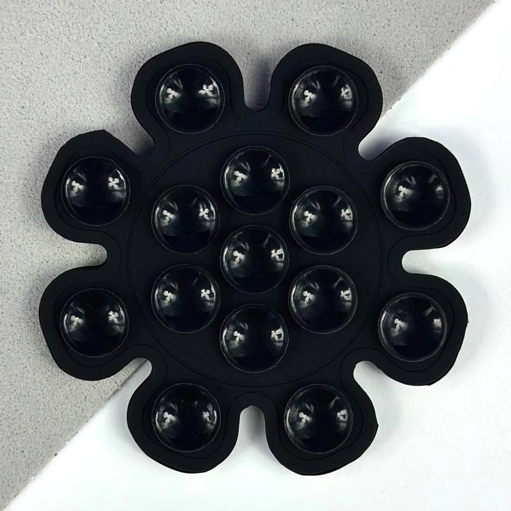Тримач-присоска для мобільного телефону Double Side Silicone FLOWER (Чорна)