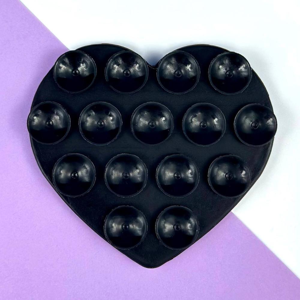 Тримач-присоска для мобільного телефону Double Side Silicone HEARTS (Чорна)