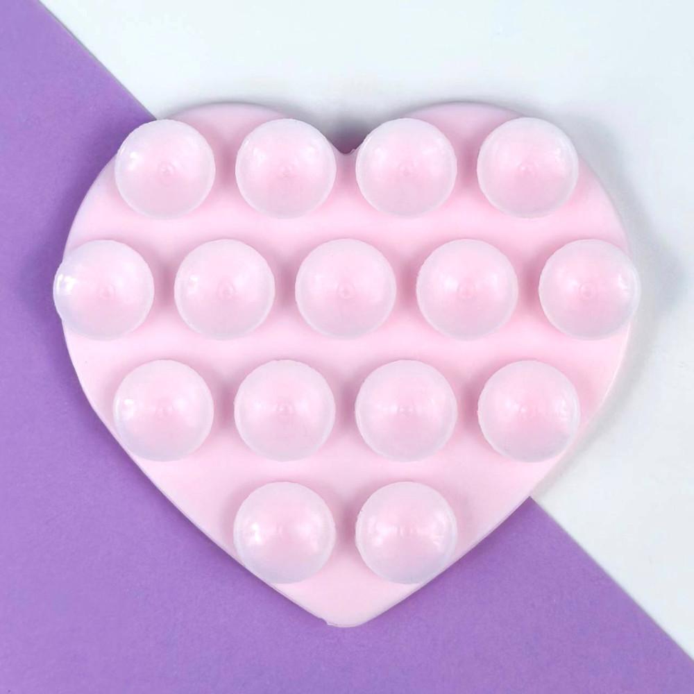 Тримач-присоска для мобільного телефону Double Side Silicone HEARTS (Пудрова)