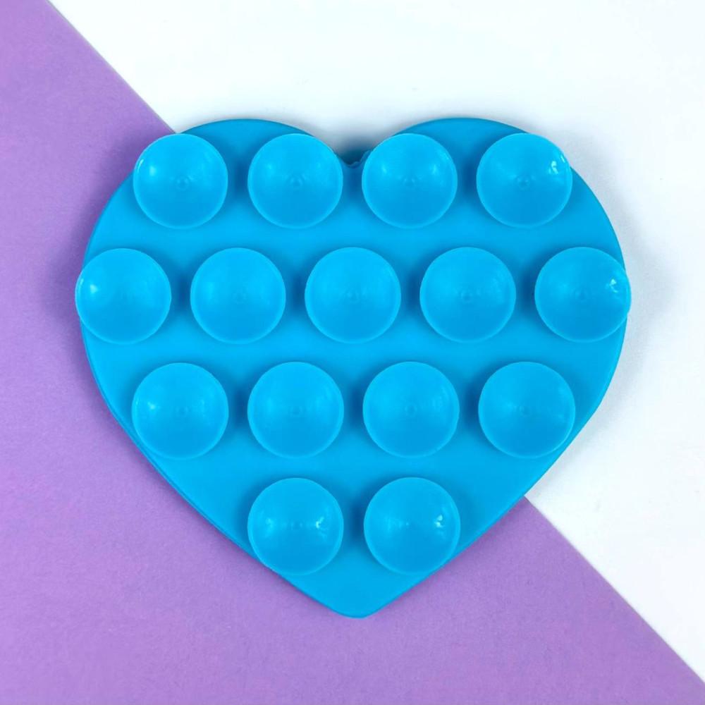 Тримач-присоска для мобільного телефону Double Side Silicone HEARTS (Блакитна)