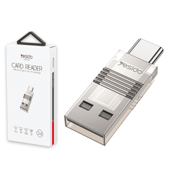OTG перехідник YESIDO GS21 (USB to Type-C+TF card) (Сталь)