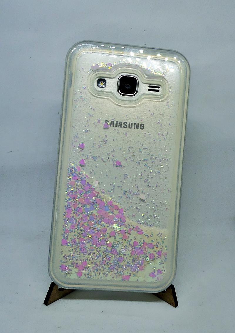 Накладка Aqua для Samsung J2 (2015) J200 білі блискітки (переливається)
