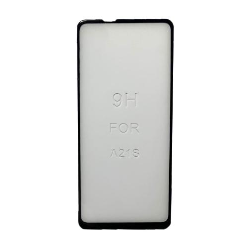 Захисне скло  для Samsung A21s з чорною рамкою (м`яка упаковка)