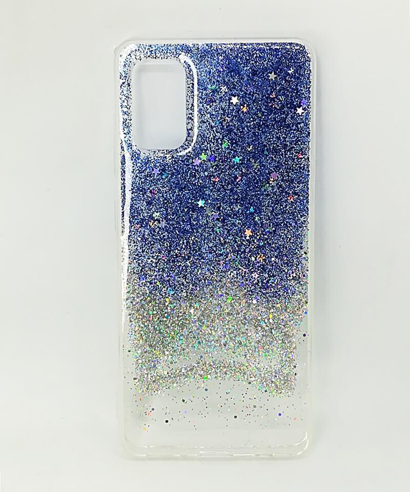 Накладка Easy Stars Flash для Samsung A41 синя (блискітки не плавають)