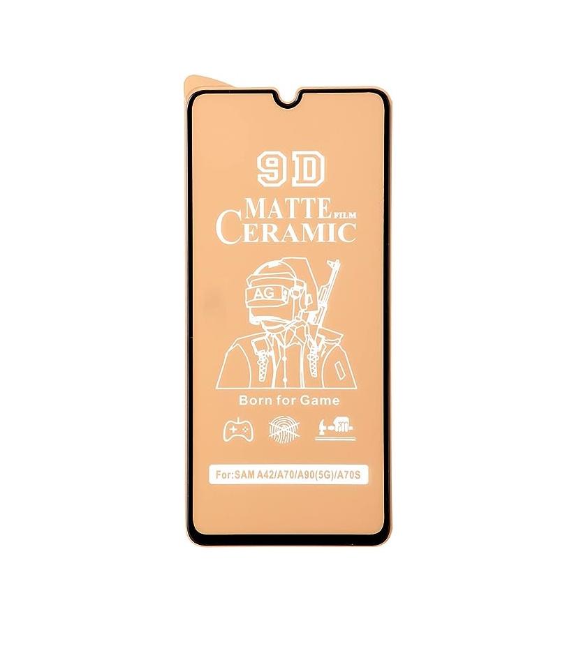 Гнучке скло Ceramic MATT для Samsung A70 матове з чорною рамкою