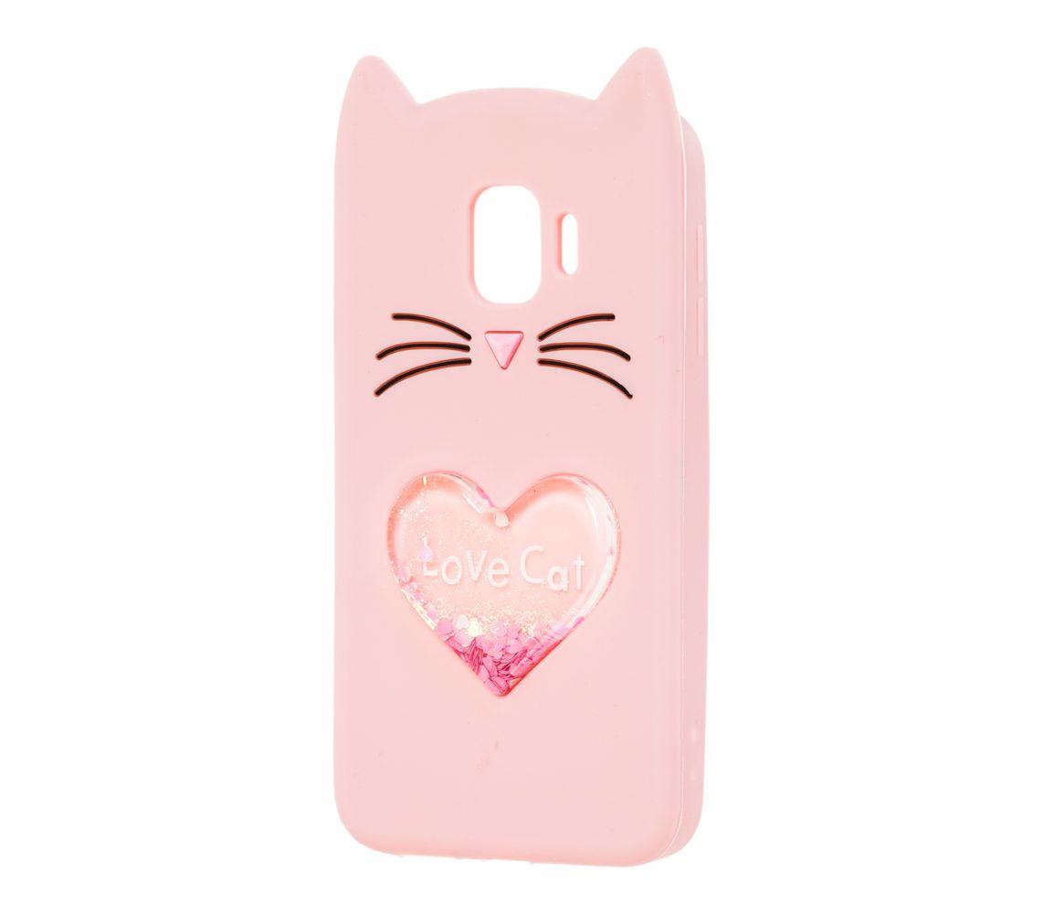 Накладка Cat 3D Heart для Samsung J4 (2018)  рожева