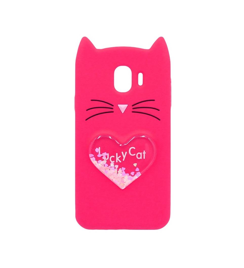 Накладка 3D Cat heart для Samsung A6 Plus (2018)/J8 малинова