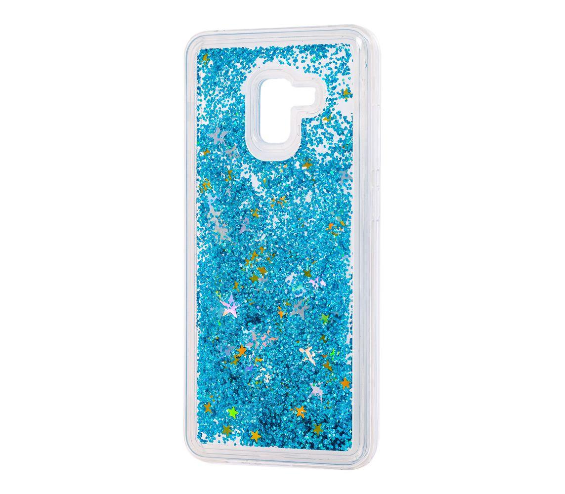 Накладка Aqua для Samsung A8 Plus "Золоті зірки та блакитний пісок"