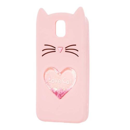 Накладка Cat 3D Heart для Samsung J7 (2017) J730 рожева
