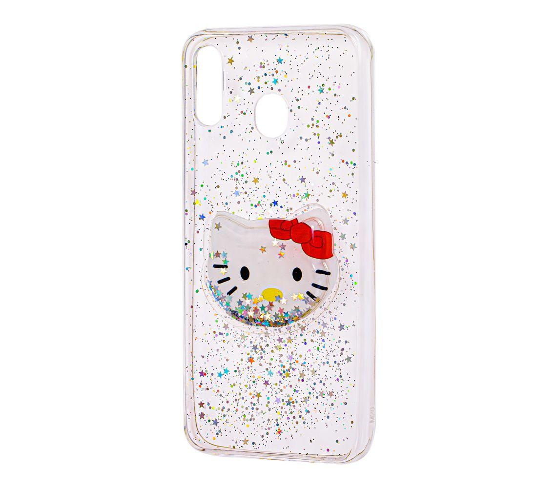 Накладка TOY для Samsung M20 з рідкими блискітками "Kitty"