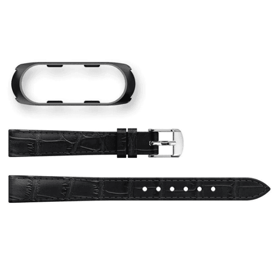 Ремінець leather для Mi Band 5/6 чорний/сірий