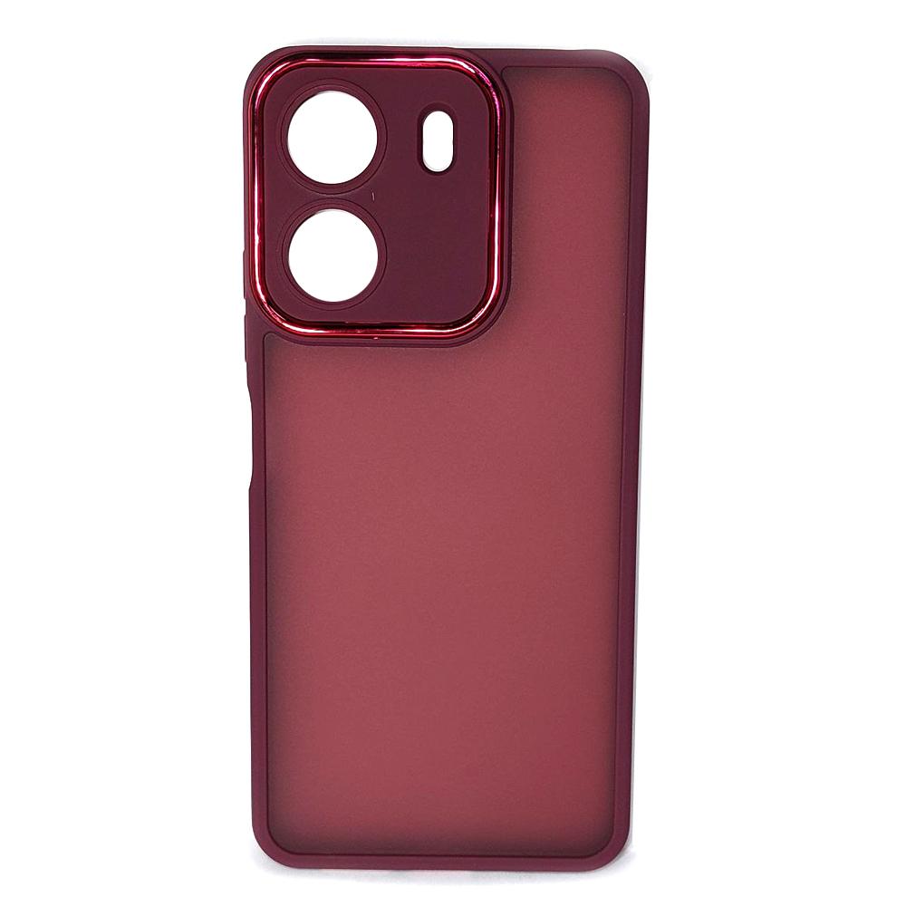 Накладка Luxury Metal Lens для Xiaomi Redmi 13C/Poco C65 (Марсала)
