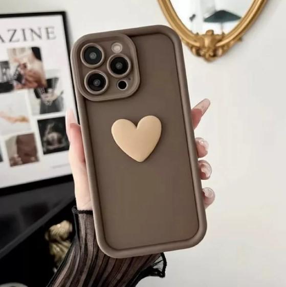 Накладка Luxury Candy 3D Heart для Iphone 16 Pro Max (Brown)