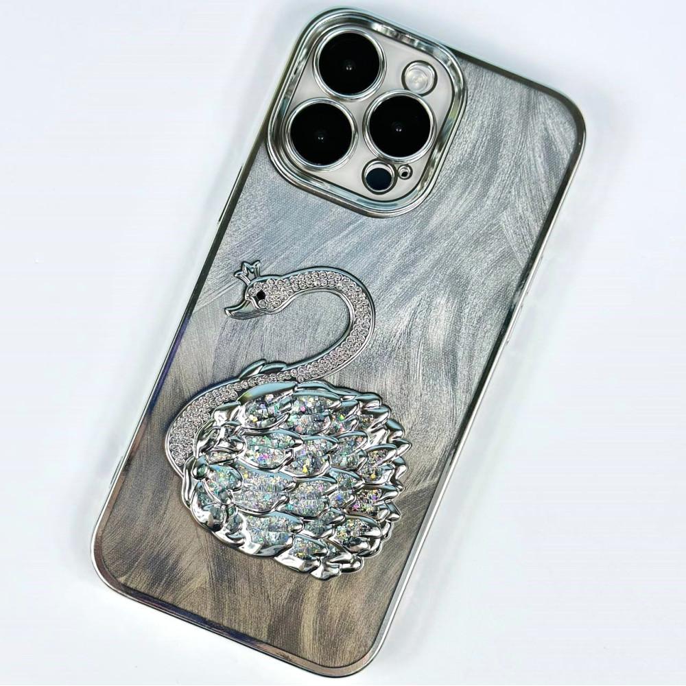 Накладка Shiny Swan Ombre для IPhone 12 Pro Max срібна