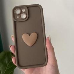 Накладка Luxury Candy 3D Heart для Iphone 13 (Brown)