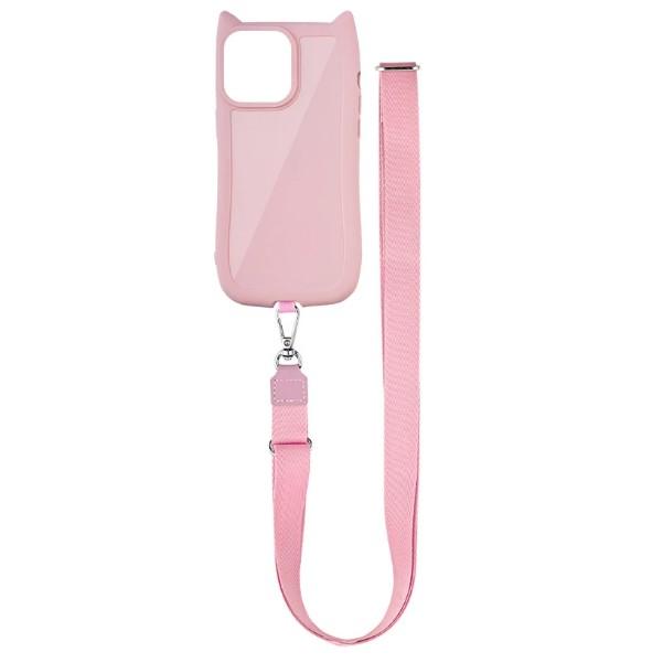 Чохол TPU Cat with straps для iPhone 13/14  (Pink)