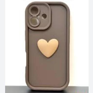 Накладка Luxury Candy 3D Heart для Iphone 16 Plus (Brown)