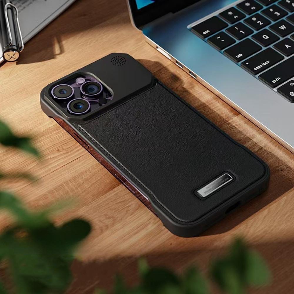 Чохол Leather Aromatherapy Metal Magnetic для IPhone 15 Pro Max  (Чорна)