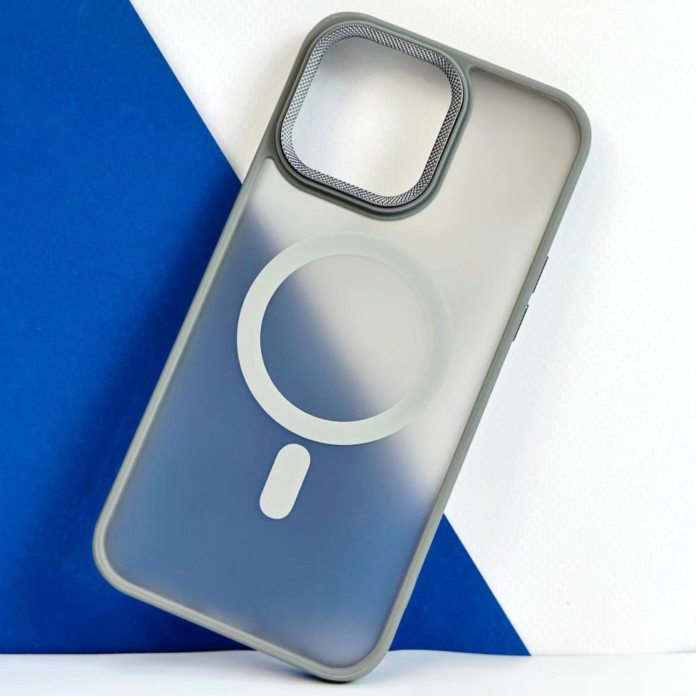 Чохол Magsafe MATTE Corrugated Camera для iPhone 16 Pro Max сірий