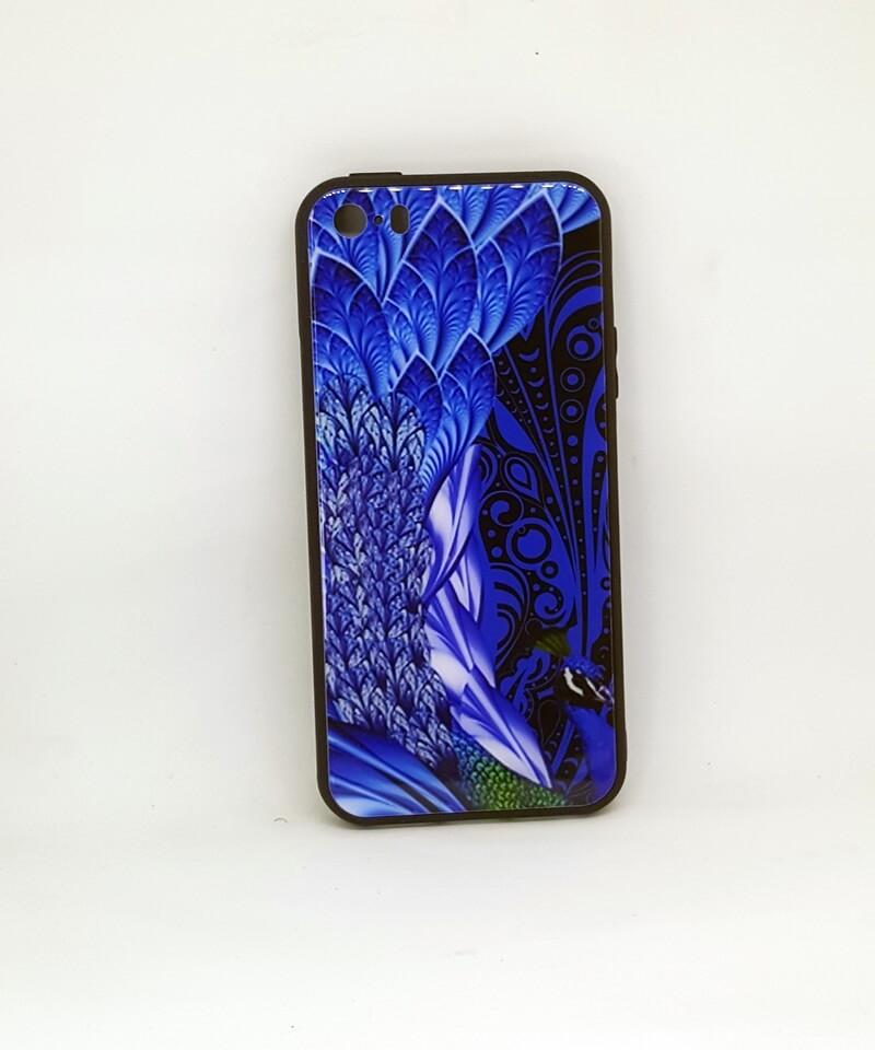 Накладка Silicone Glass Павич синій для iPhone 5