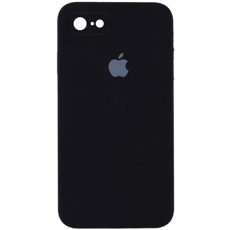 Silicone Case Square Full Camera Protective (AA) для iPhone 7 / 8 / SE (2020) (4.7") (Black)