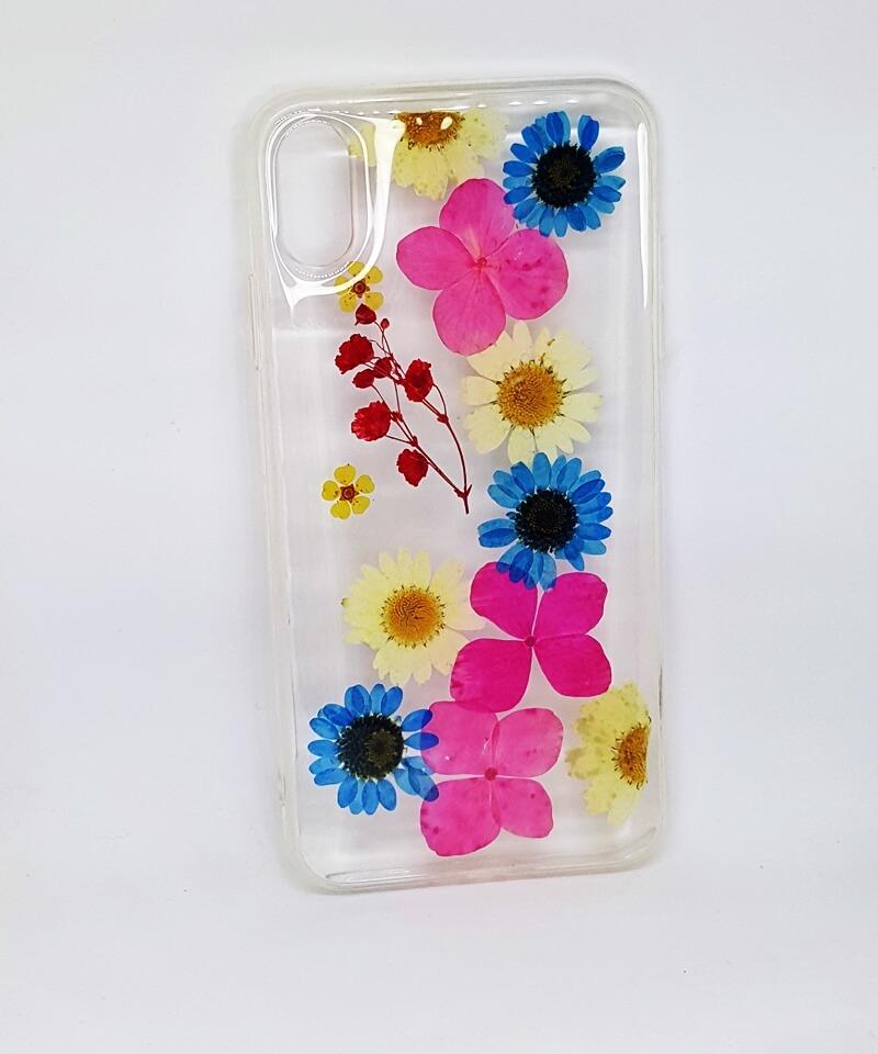 Накладка True flowers для IPhone Xs Max Рожеві квіти (силікон з натуральними квітами)