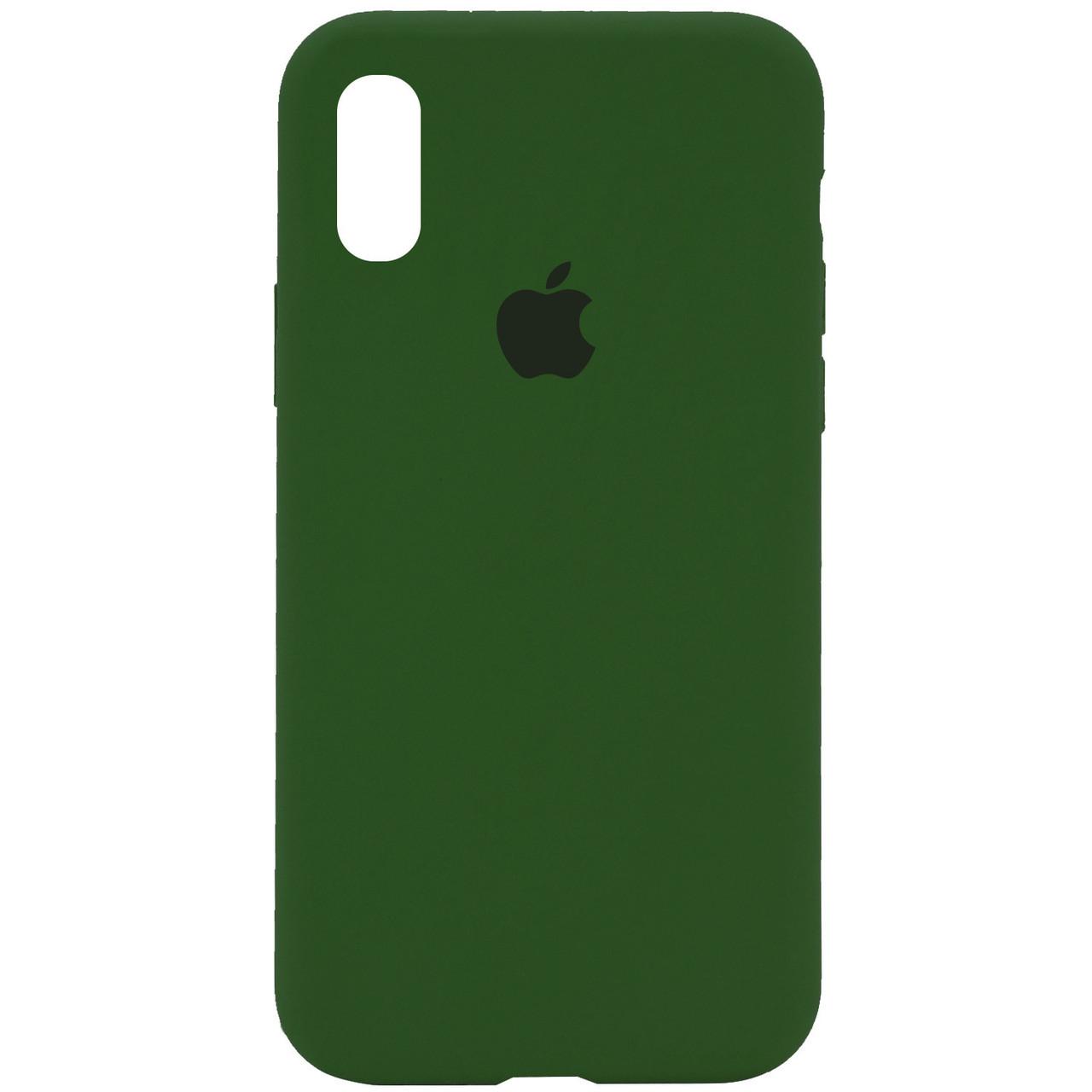 Silicone Case Full Protective (AA) для iPhone X/Xs (5.8") (Dark Olive)