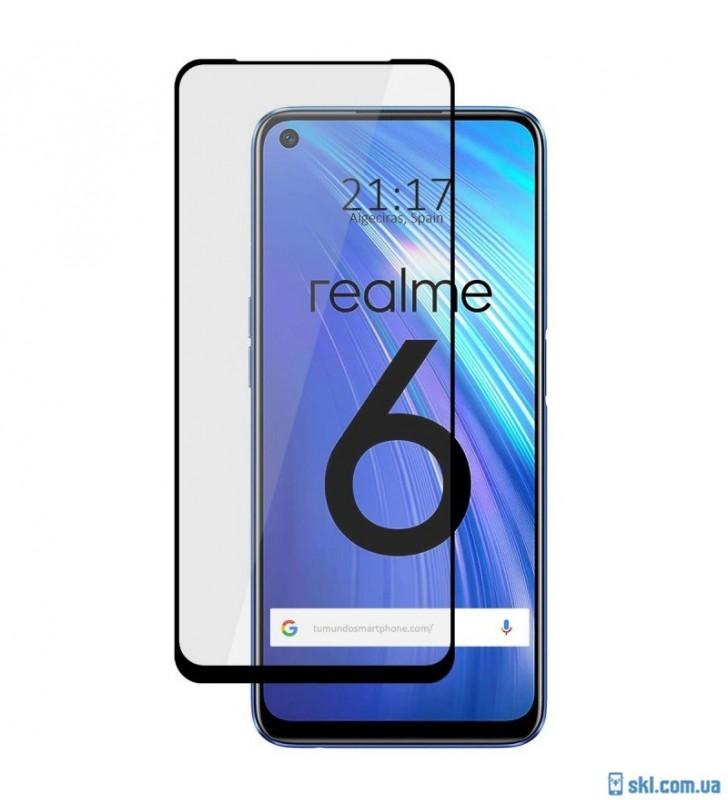 Захисне скло Full Glue для Realme 6/6s з чорною рамкою