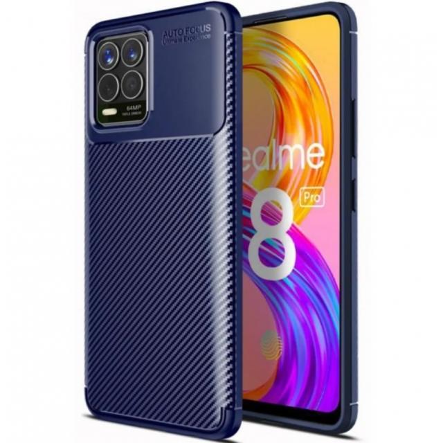 Накладка Ultimate Experience Carbon для Realme 8 / 8 Pro Синя