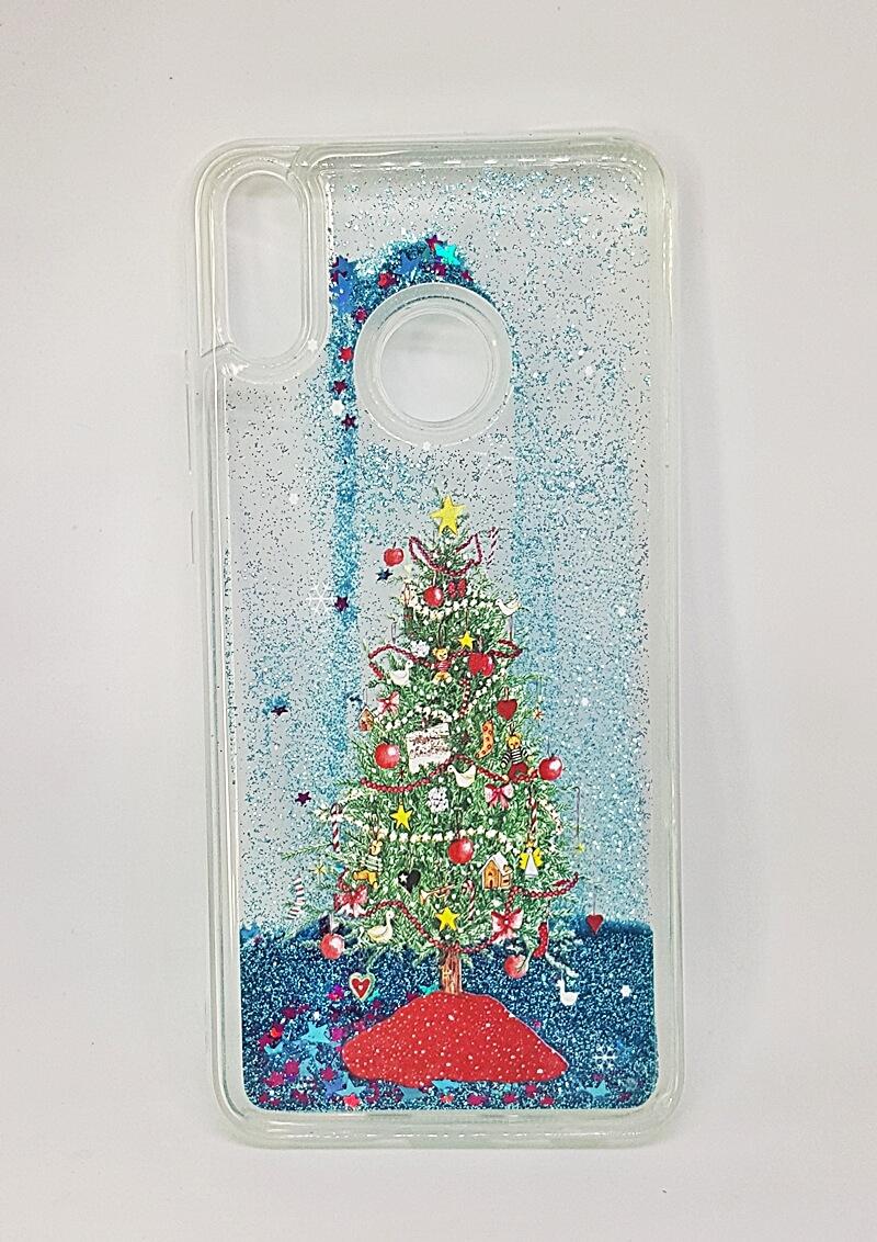 Накладка Merry Christmas  "Новий Рік" для Honor 8X  Ялинка синя (переливається)