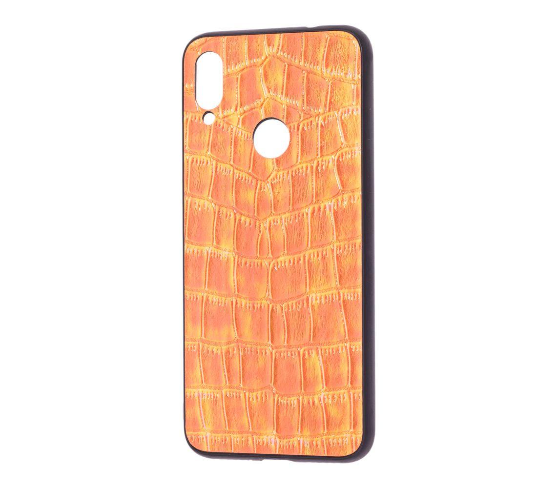 Holographic Leather Case для Huawei Y7 2019 (orange)